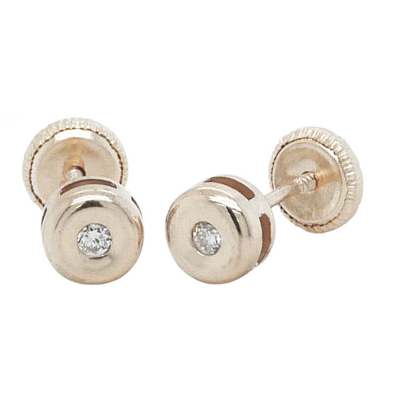 Pendientes chatón brillo liso oro 18k