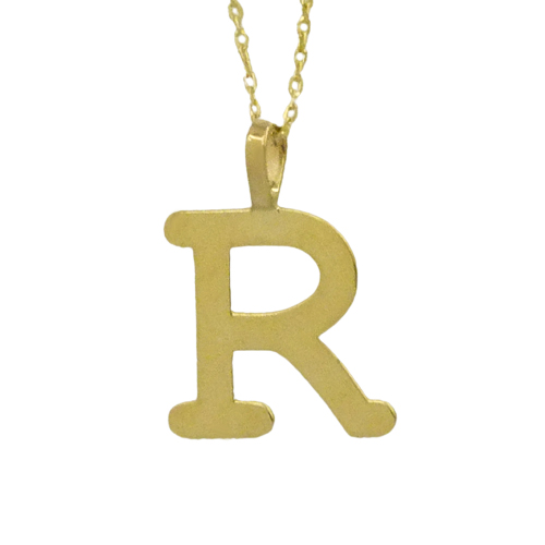 Gargantilla letra R lisa brillo oro 18k