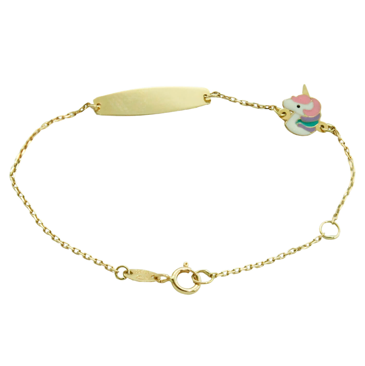 Pulsera chapa brillo unicornio esmalte oro18k