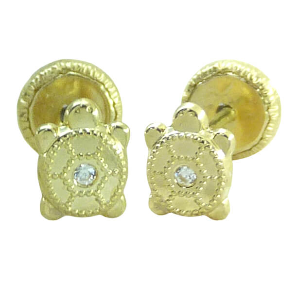 Pendientes tortuga con circonitas oro 18k