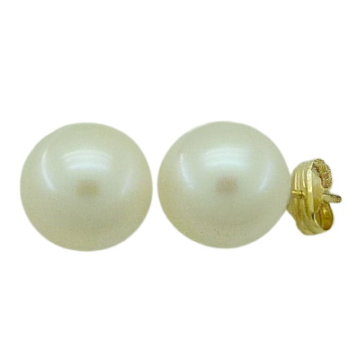 Pendientes perla natural blanca 10/11mm. oro 18k