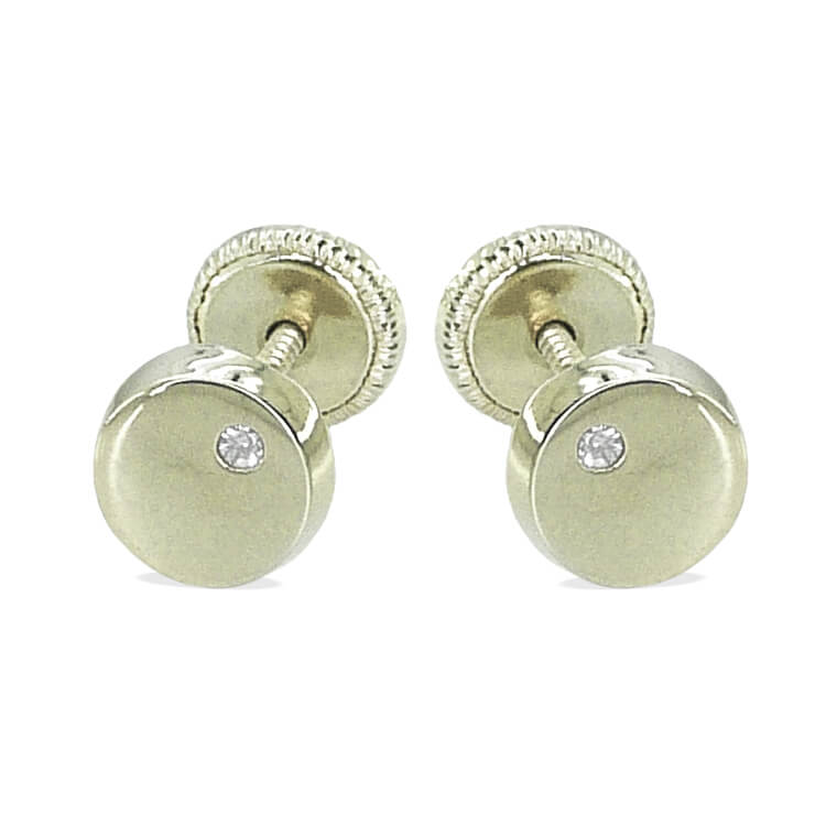 Pendientes redondos con diamante oro blanco 18k