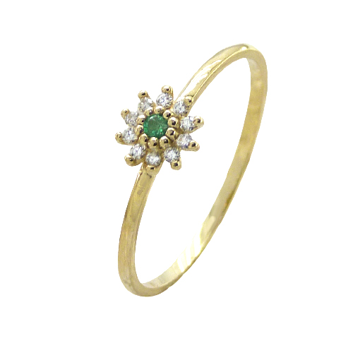 Sortija esmeralda y brillantes oro 18k