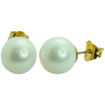Pendientes perlas redondas oro 18k
