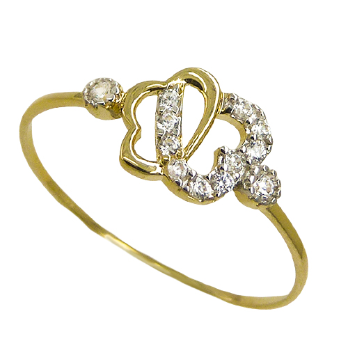Anillo con forma de flor entrelazada circonitas oro 18k