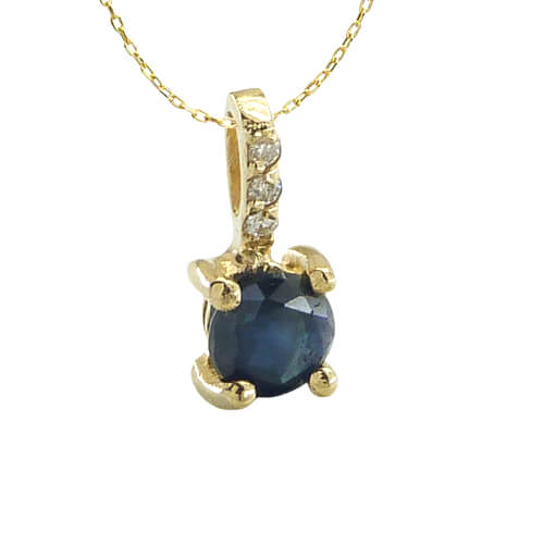 Gargantilla zafiro redondo 4 garras y diamantes oro 18k
