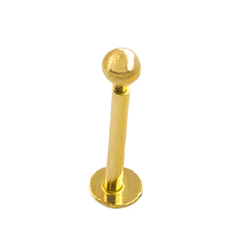 Piercing labio con bola lisa brillo de 2'5mm. oro 18k