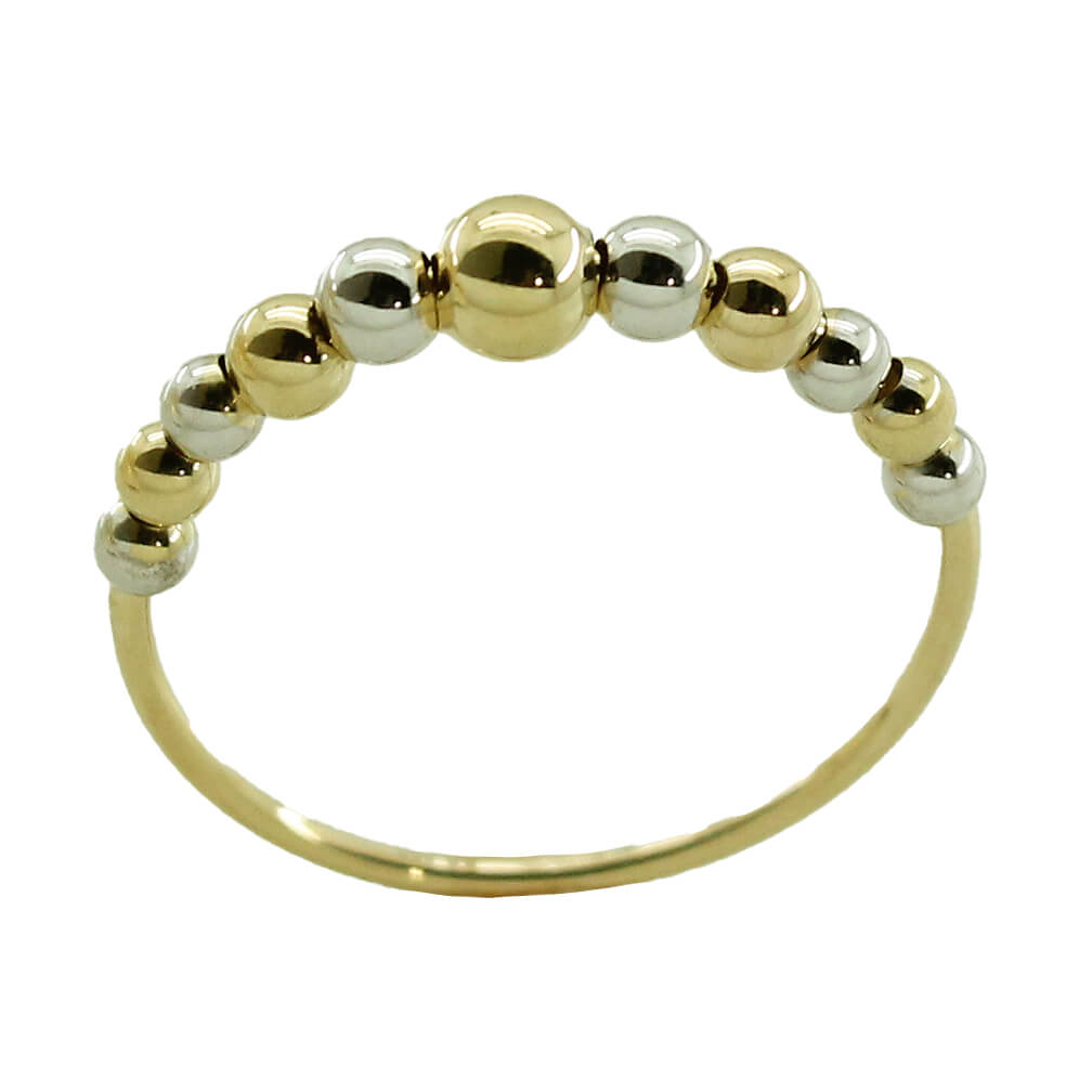 Sortija bolas bicolor brillo liso oro 18k