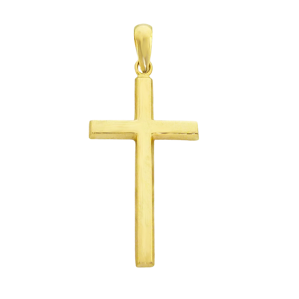 Cruz tabla lisa brillo espejo oro 18k