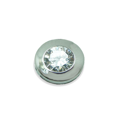 Colgante chatón circonita 3mm, sin reasa.oro blanco 18k