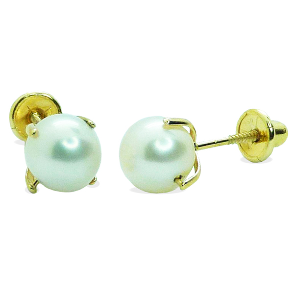 Pendientes perla con 4 garras oro 18k