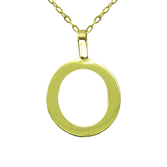 Gargantilla letra O lisa brillo oro 18k