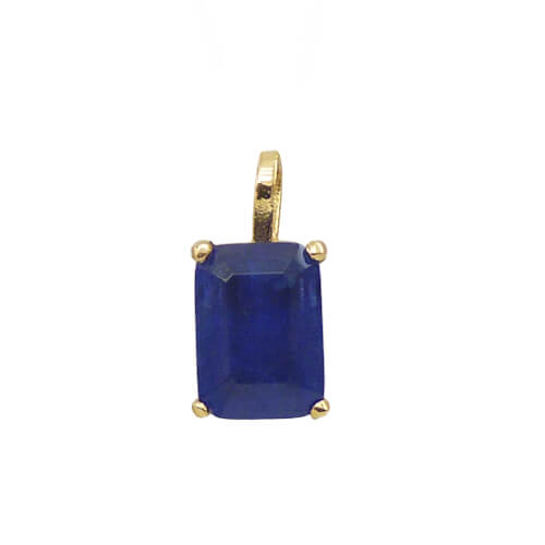 Colgante cuarzo rectangular color zafiro oro 18k