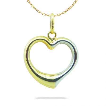 Gargantilla bicolor corazón liso brillo oro 18k