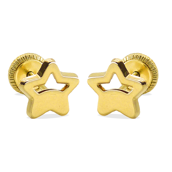 Pendientes estrella calada oro 18k