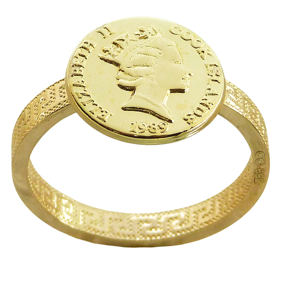 Anillo greco con moneda oro 18k