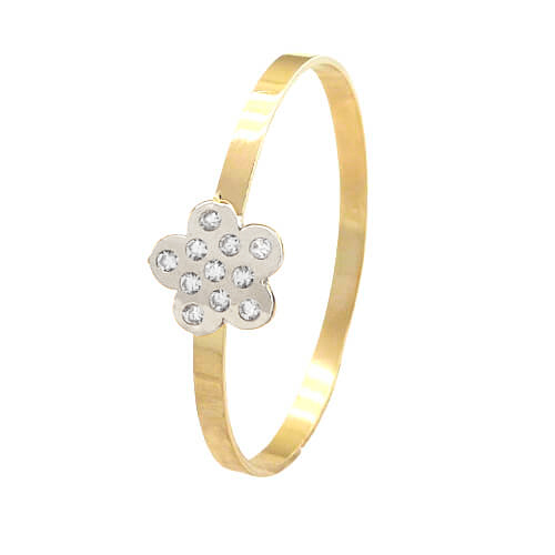 Anillo de comunion margarita bicolor circonitas oro 18k