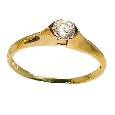 Anillo fino brillo solitario con circonita oro 18k