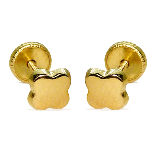 Pendientes con forma flor lisos oro 18k