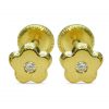 Pendientes flor brillo y circonita 5mm. oro 18k