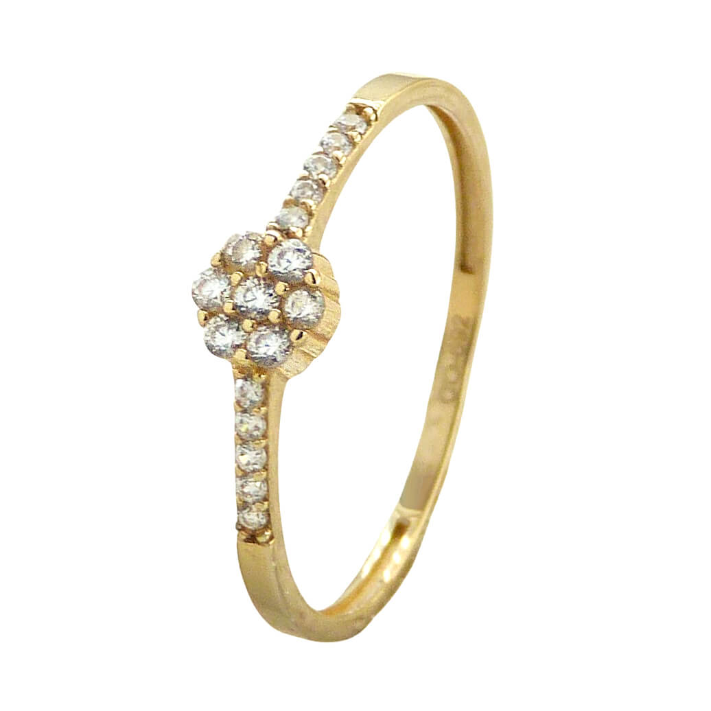 Anillo fino cuajo de circonitas oro 18k
