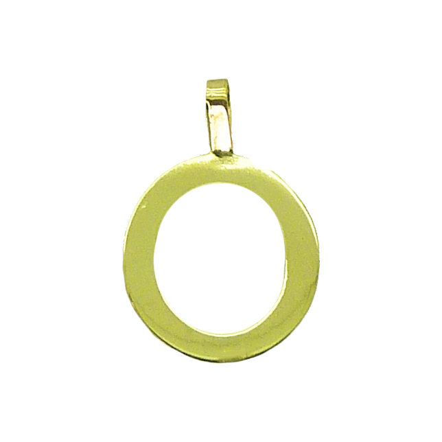 Colgante letra O lisa brillo oro 18k