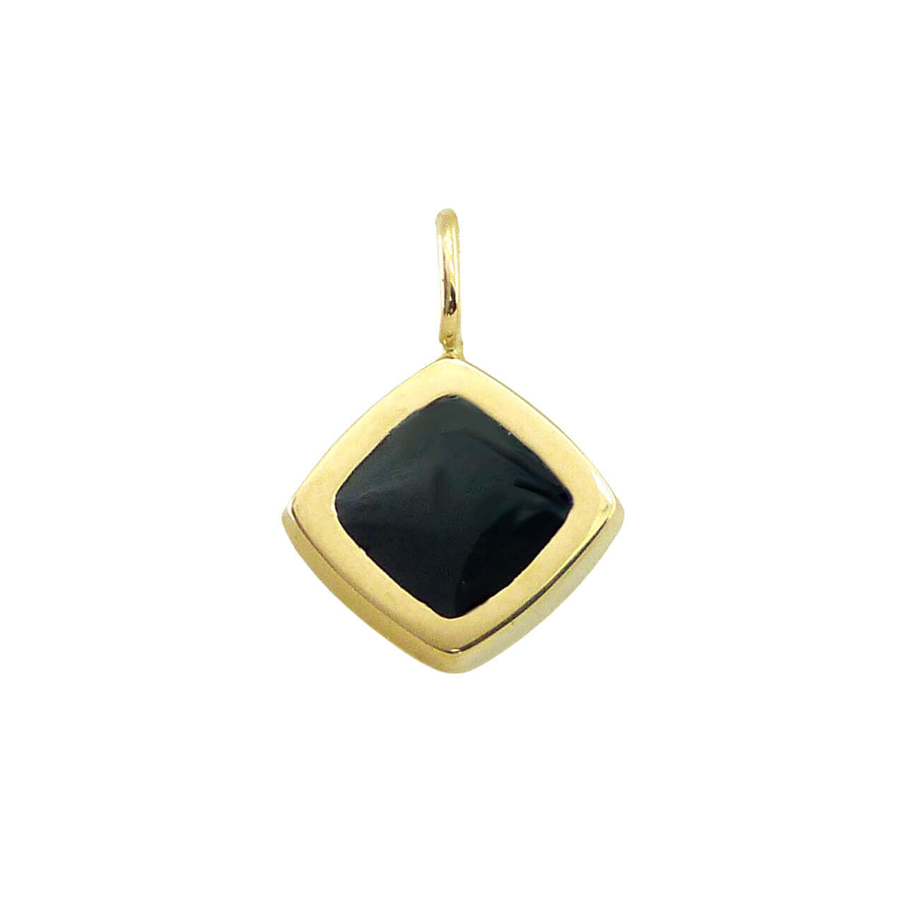 Colgante rombo esmalte negro oro 18k