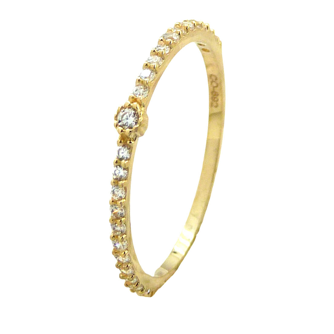 Anillo fino con circonitas oro 18k