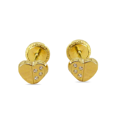 Pendientes circonitas forma de corazón 5mm. oro 18k
