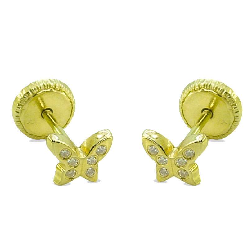 Pendientes mariposas con circonitas oro 18k