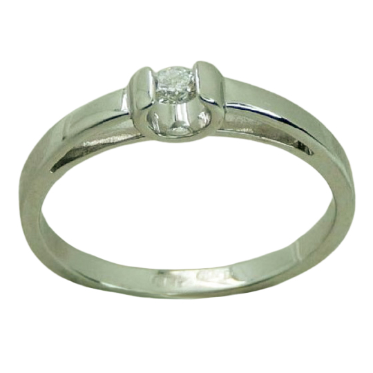 Anillo solitario brillo con diamante oro blanco 18k