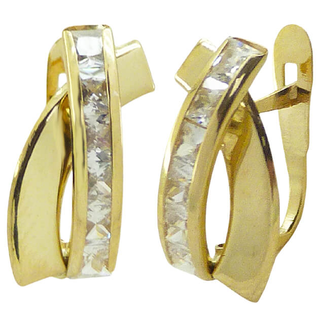 Pendientes circonitas brillo oro 18k