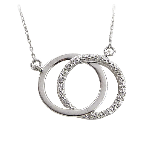 Gargantilla aro doble 12 diamantes oro blanco 18k