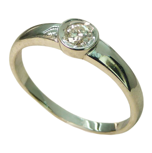 Anillo solitario brillo liso diamante oro blanco 18k