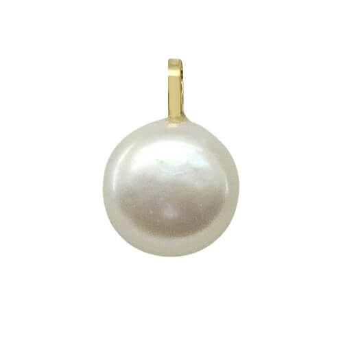 Colgante perla botón medida de 10/11mm.oro 18k