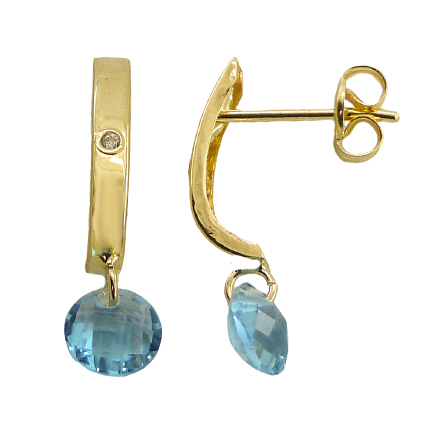 Pendientes circonita y aguamarina oro 18k