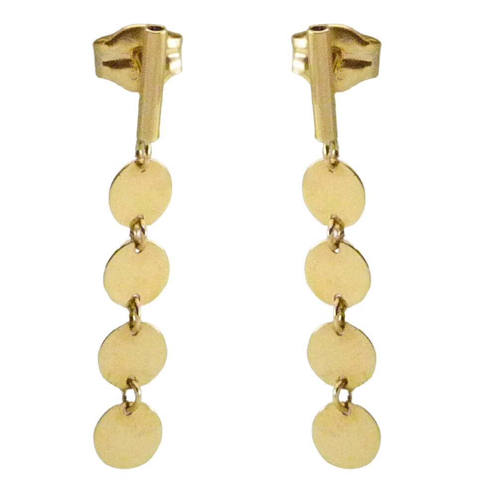 Pendientes barra y medallas oro 18k