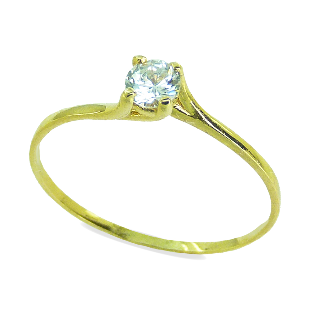 Anillo solitario fino brillo con circonita oro 18k