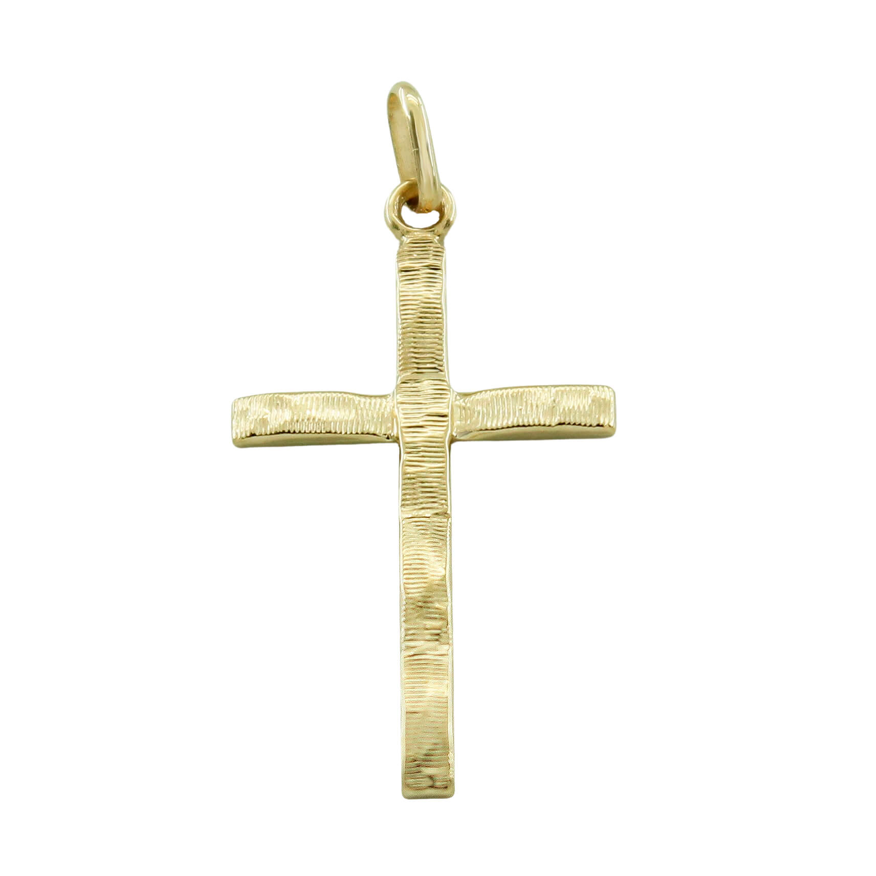 Cruz estriada sin cristo oro 18k