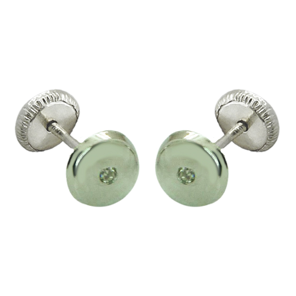 Pendientes redondos lisos brillo con diamantes oro blanco 18k