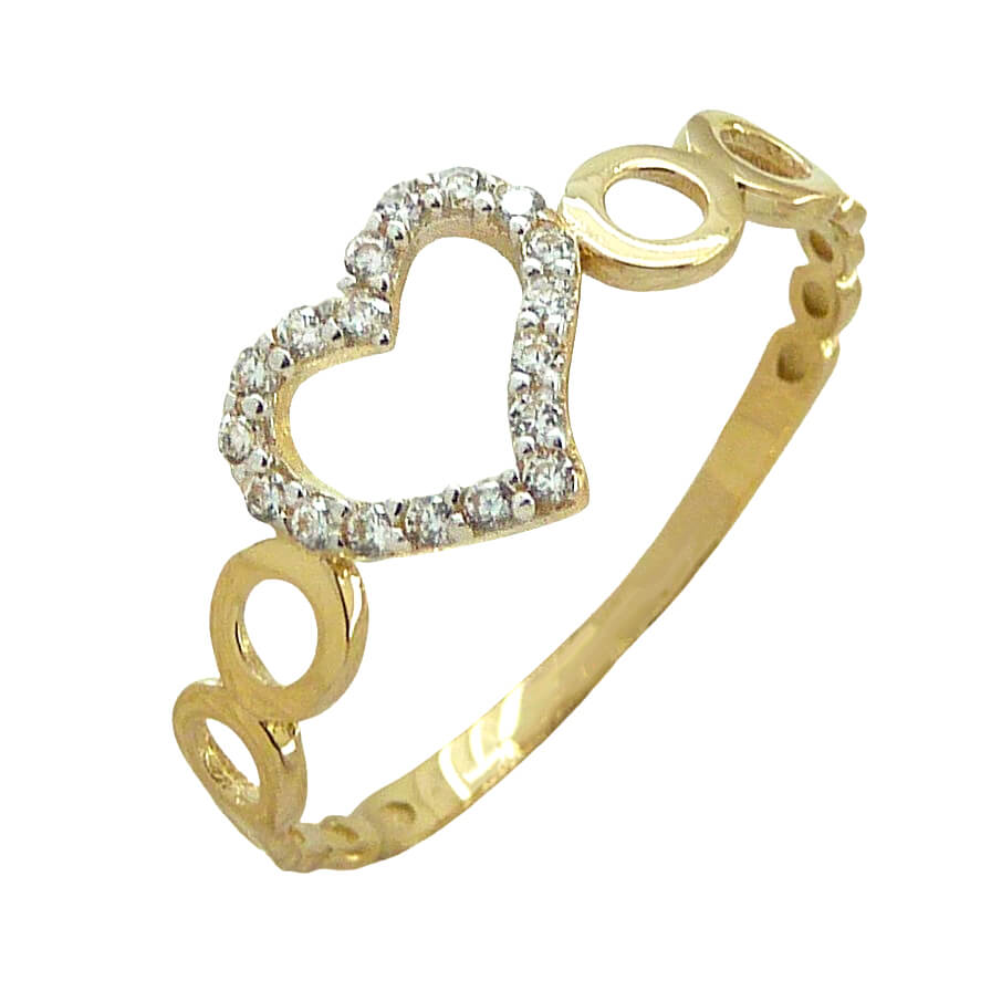 Anillo corazón de circonitas oro 18k