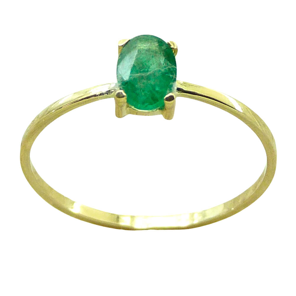 Anillo fino brillo esmeralda oval 0.53 Ct oro 18k