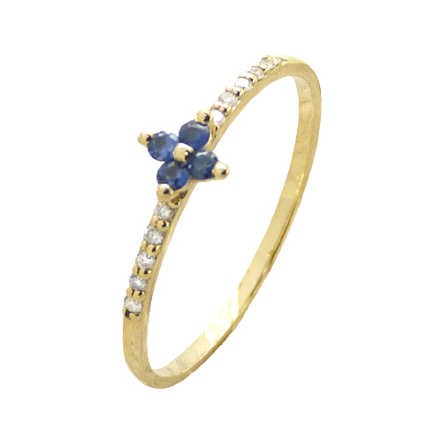 Anillo flor de zafiro y diamantes oro 18k
