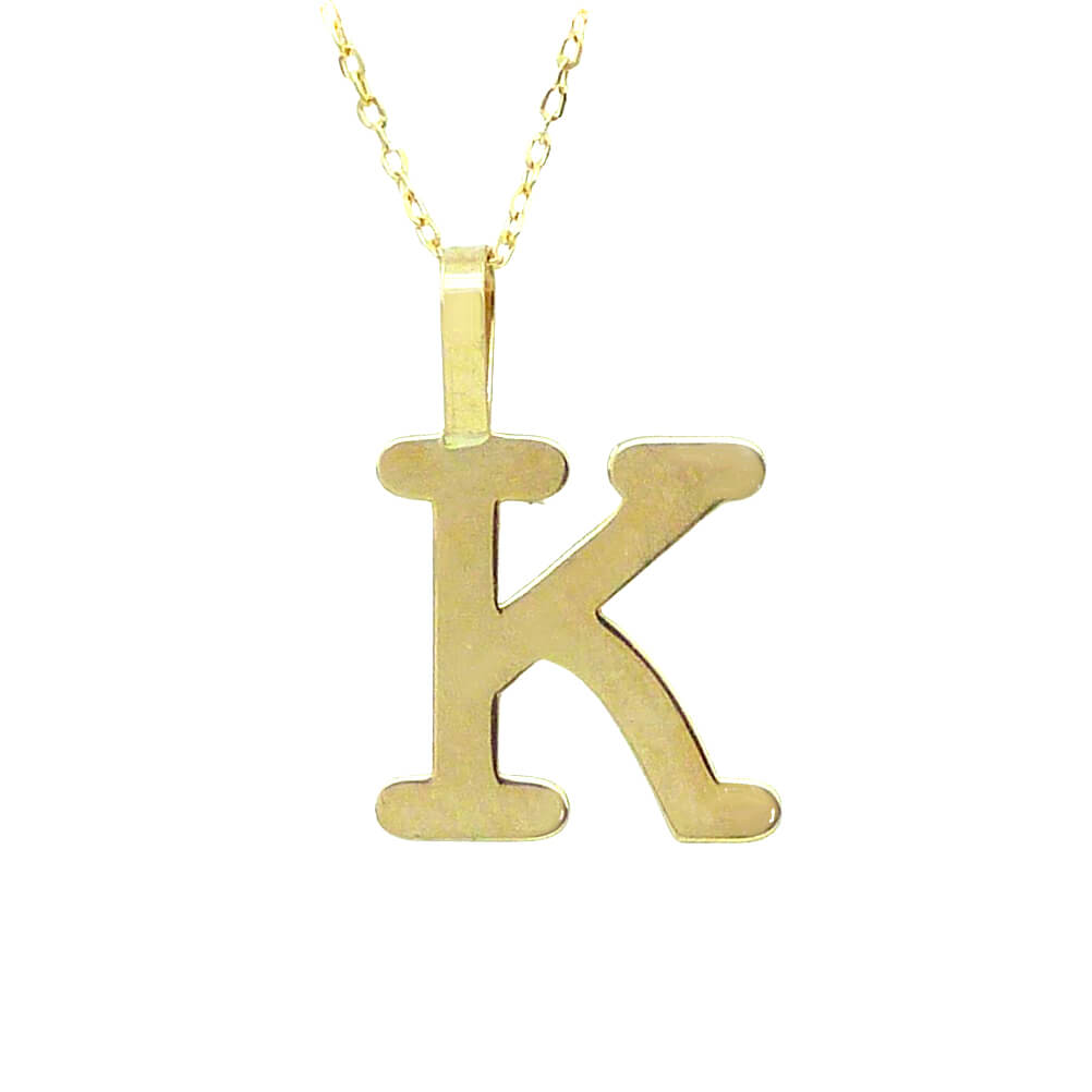 Gargantilla letra K lisa brillo oro 18k