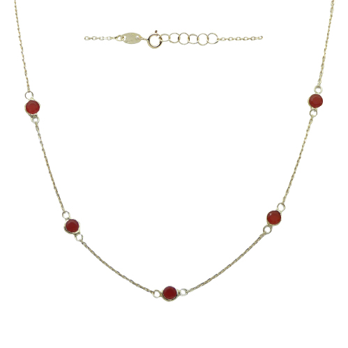 Gargantilla 5 piedras cuarzo rojo oro 18k