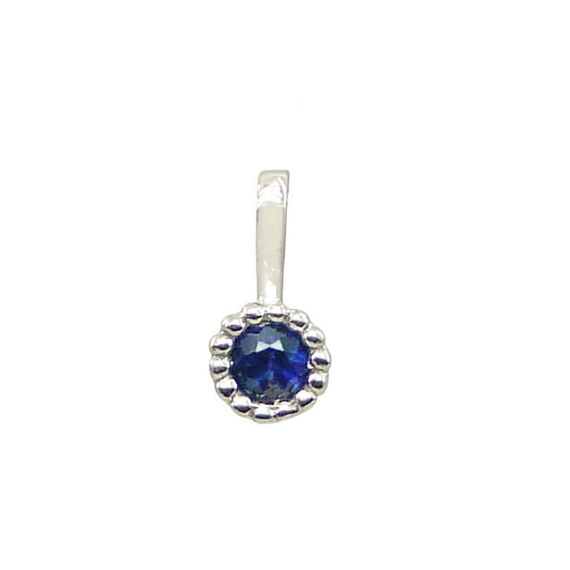 Colgante redondo zafiro oro blanco 18k