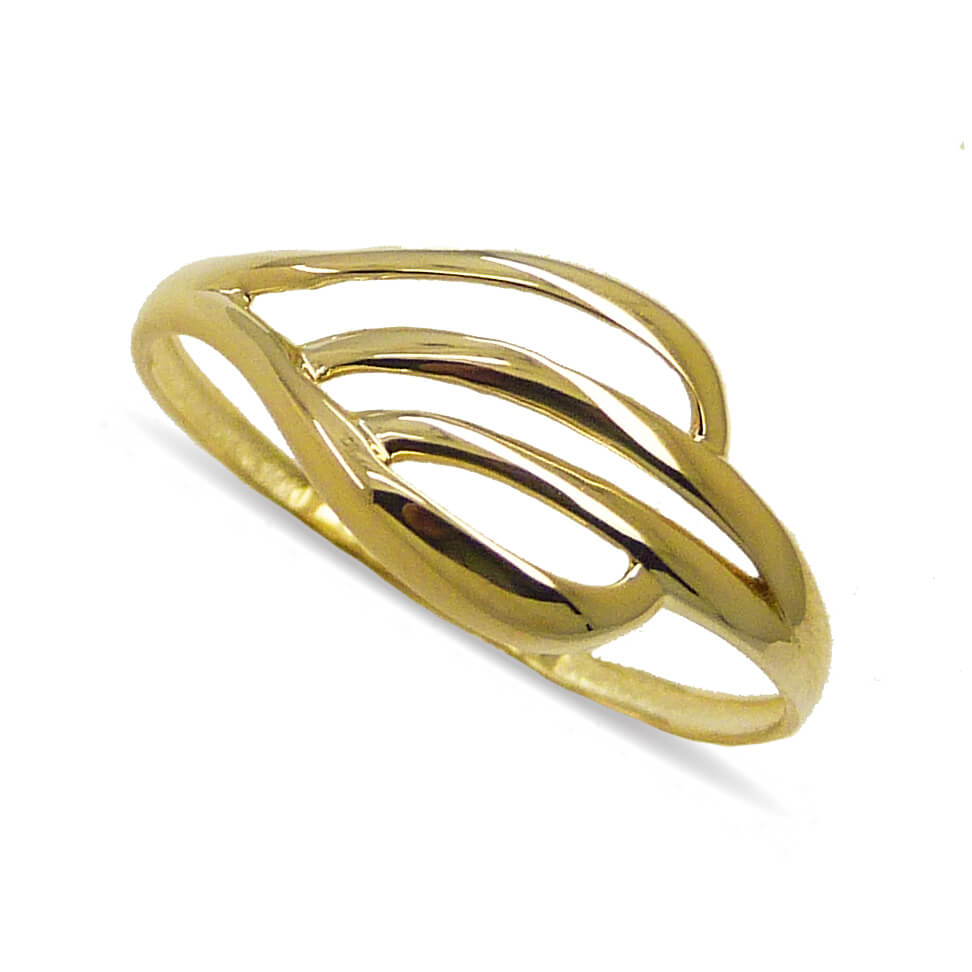 Anillo brillo liso ondas oro 18k