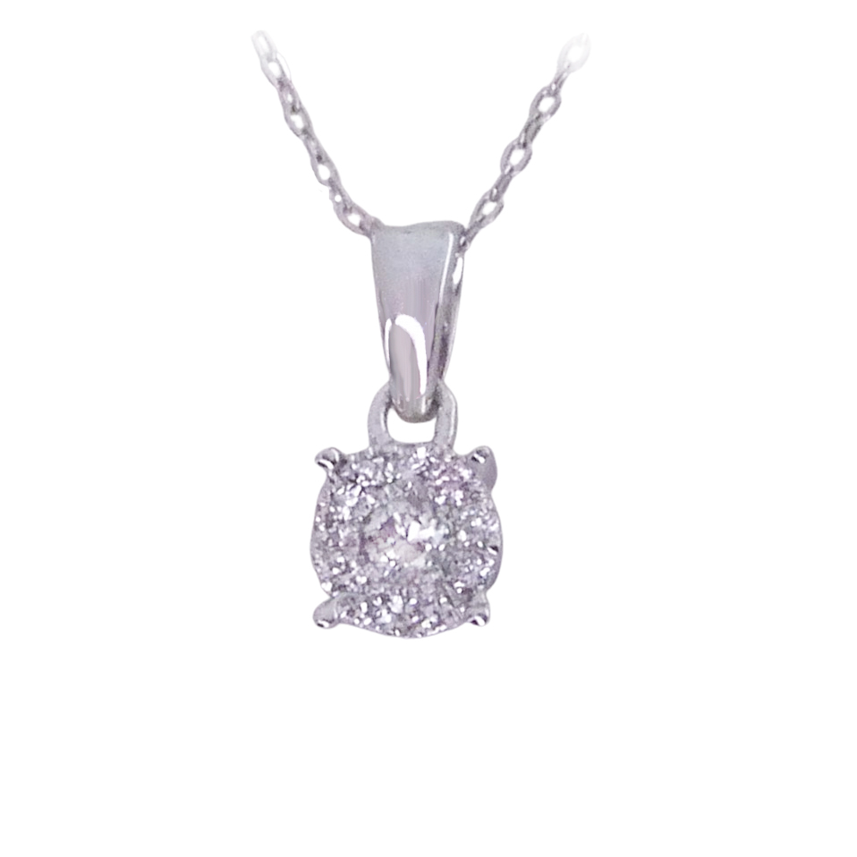 Gargantilla de diamantes 4 garras oro blanco 18k