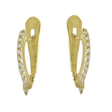 Pendientes banda de circonitas brillo oro 18k