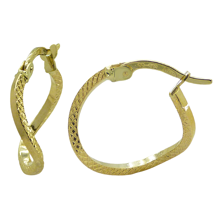 Pendientes aros retorcidos tallados oro 18k
